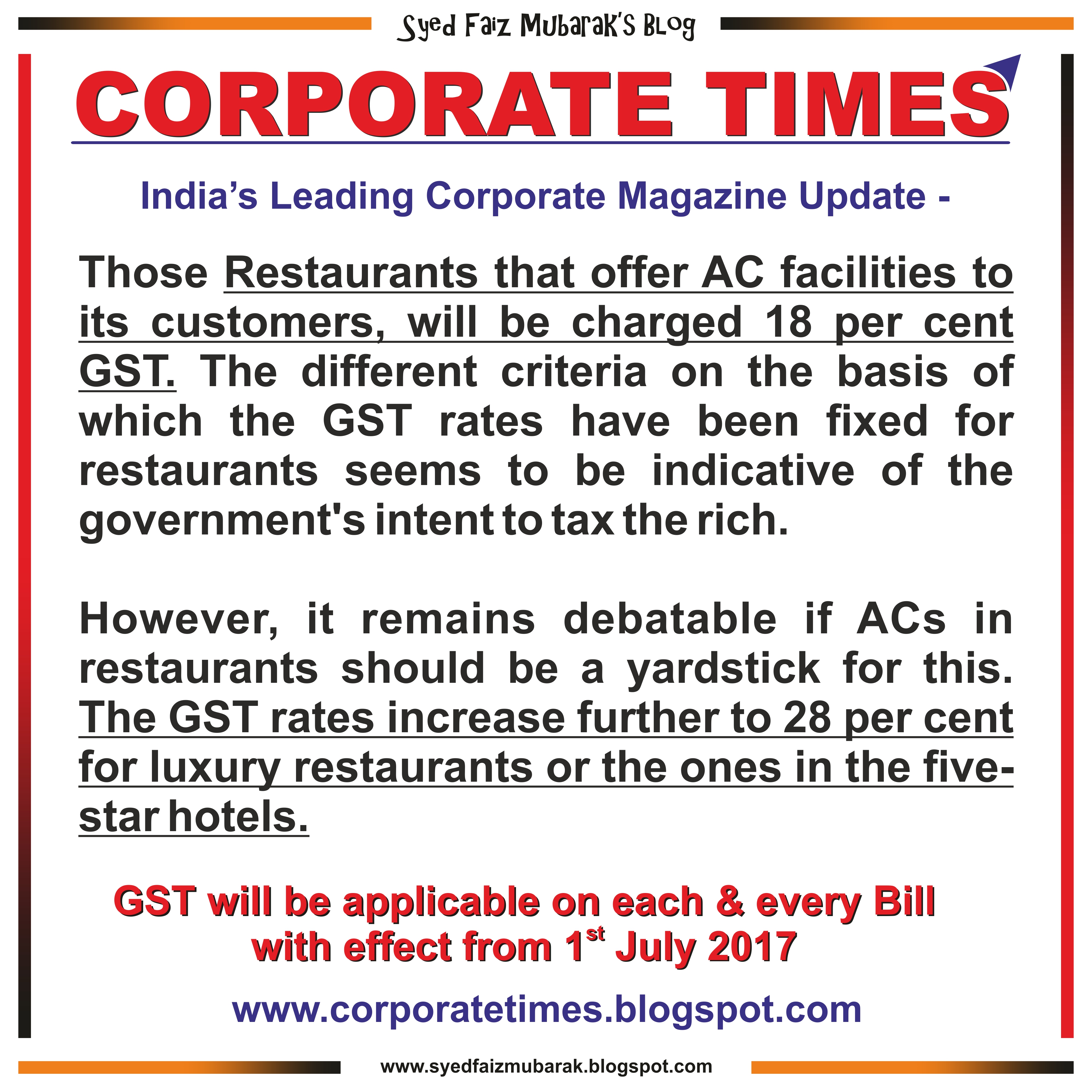 Corporate Times on GST